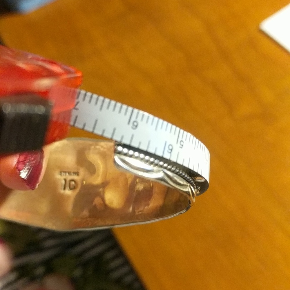 Native American Turquoise & Coral Stamped Cuff - Picture 10 of 10